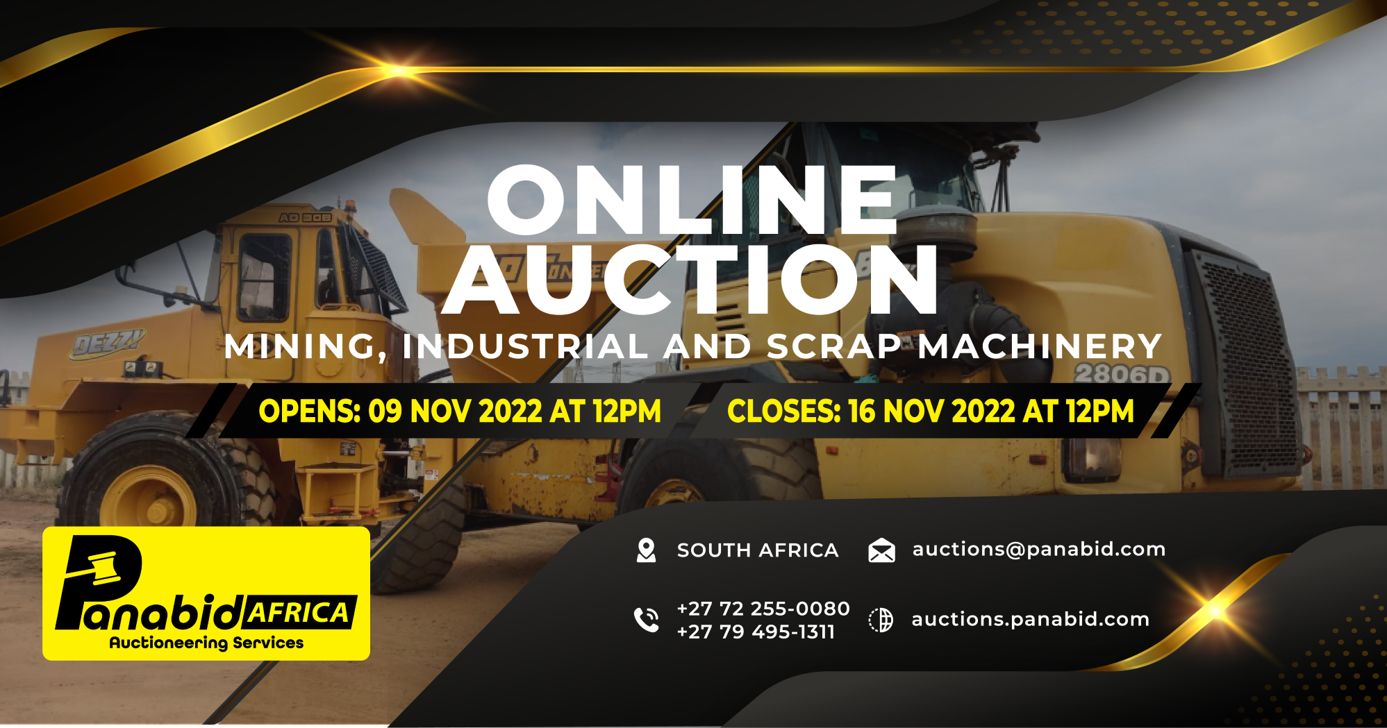 ONLINE AUCTION: INDUSTRIAL, MINING AND SCRAP MACHINERY LOCATED IN SOUTH AFRICA