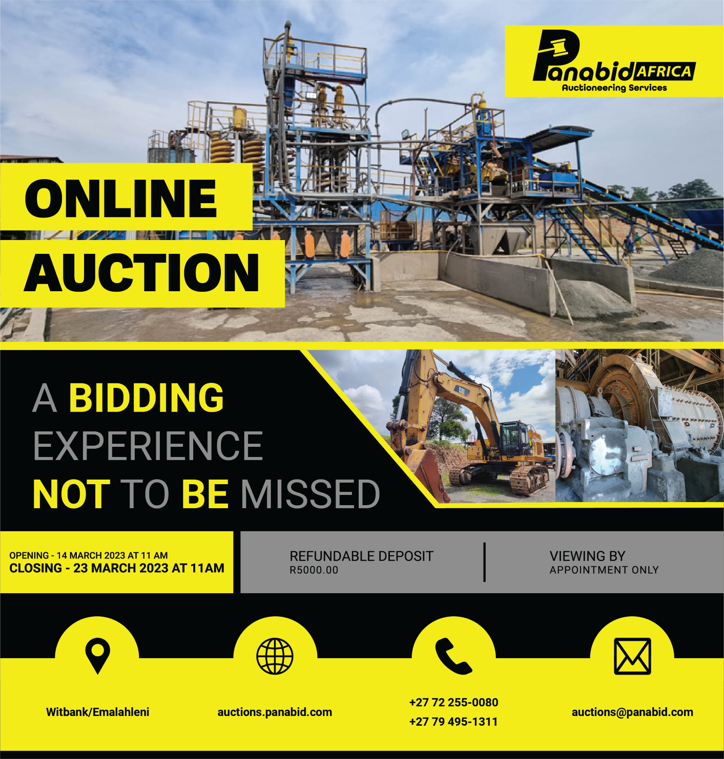 ONLINE AUCTION: INDUSTRIAL AND MINING OPERATIONS CLOSURE – CHROME RECOVERY CRUSHING/SCREENING JIG SEPARATOR PLANT, 800 KVA SOLAR PANEL SYSTEM, BALL MILLS, MOTORS, STEEL PIPES, STAINLESS STEEL, TRUCKS, LDVS, TRAILERS, EARTHMOVING EQUIPMENT AND MORE LOCATED IN WITBANK/EMALAHLENI