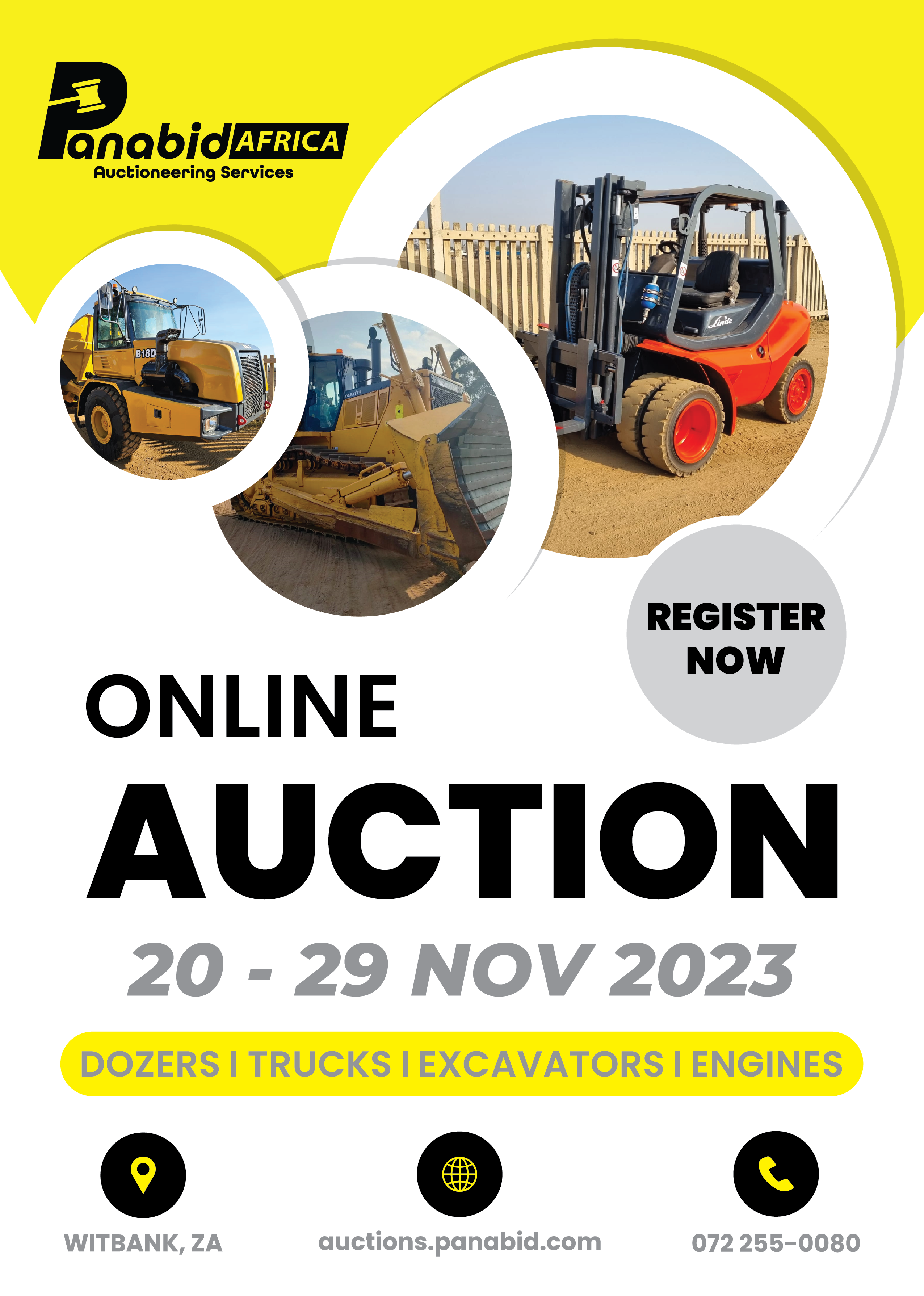 MASSIVE ONLINE EQUIPMENT AUCTION OF CAT, KOMATSU, VOLVO, BELL AND HITACHI ARTICULATED DUMP TRUCKS, DOZERS, EXCAVATORS, LOADERS, COMPLETE ENGINES AND LOTS OF VARIOUS OTHER MACHINES, TRUCKS, TRAILERS, FORKLIFTS, PART STRIPPERS, LOOSE ASSETS AND SCRAP
