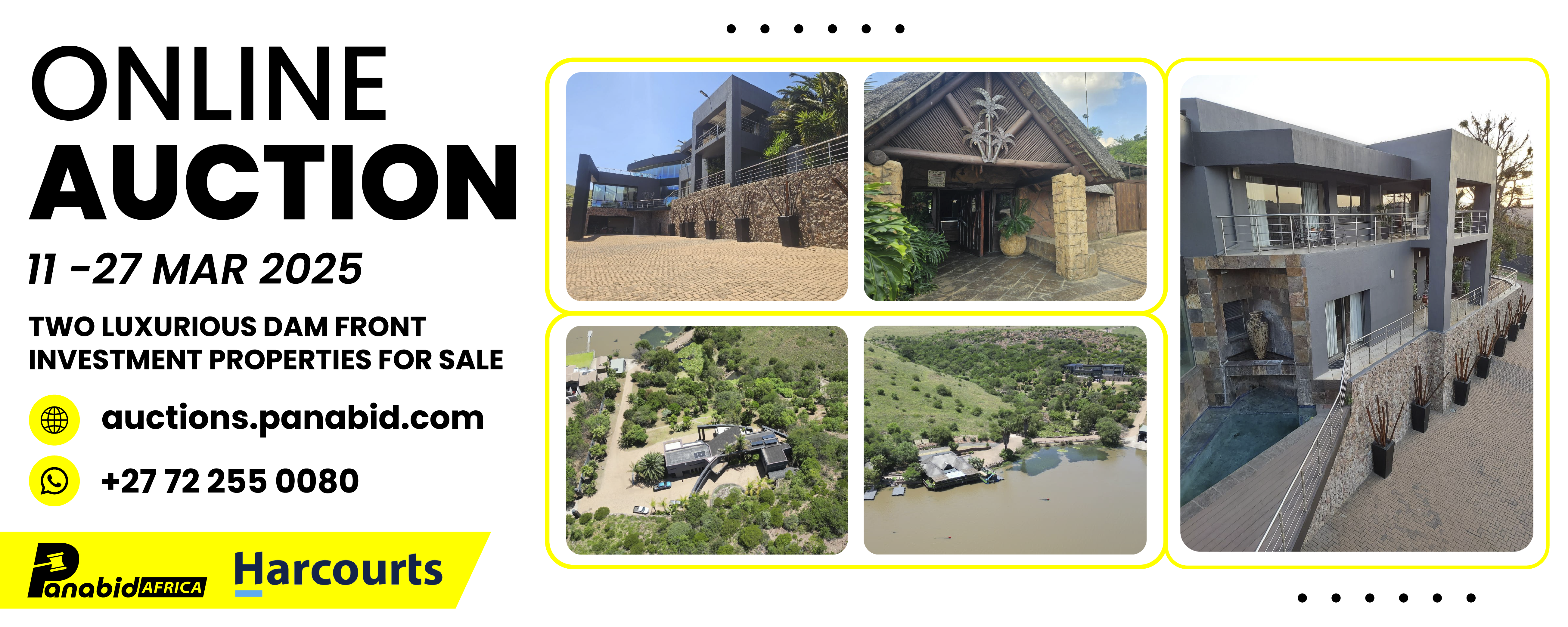 ONCE IN A LIFETIME ONLINE AUCTION OF TWO PROPERTIES LOCATED IN WITBANK, ZA – 1 X LUXURIOUS 16-HECTARE SECURE WATERFRONT RESIDENTIAL ESTATE AND 1 X EXCEPTIONAL 24-HECTARE WATERFRONT RESORT INVESTMENT PROPERTY WITH PROVEN INCOME GENERATING POTENTIAL